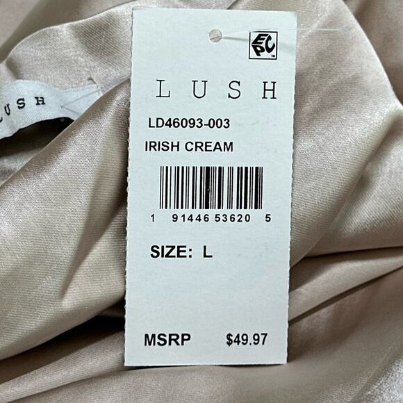 NWT | LUSH | Mock Neck Satin Midi Dress | Irish Cream | Large - Picture 10 of 14
